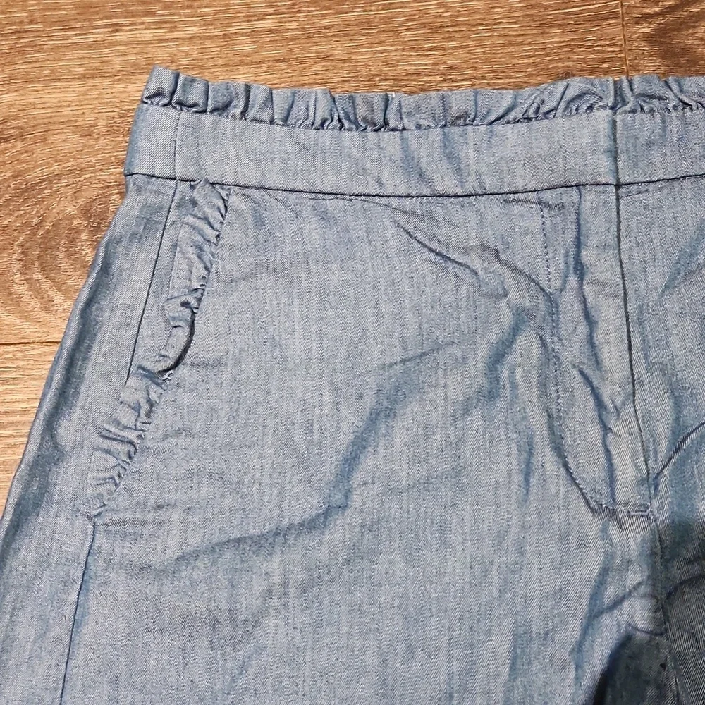 ❤️ J CREW CHAMBRAY RUFFLE TRIM SHORTS, HIGH RISE, 6 (28)
